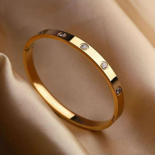 1 Pc Modern Design Gold Plated Artificial Stones Kara Bangle